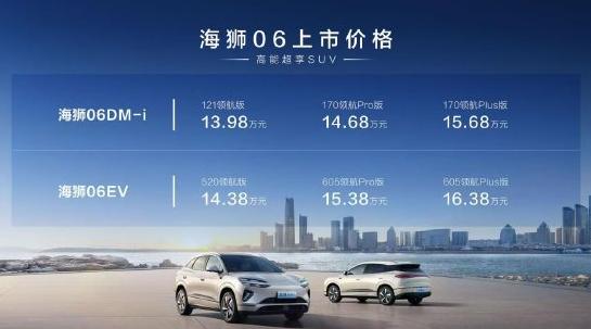 比亞迪海獅06上市：全系搭載天神之眼C、云輦-C，售價(jià)13.98萬(wàn)-16.38萬(wàn)元